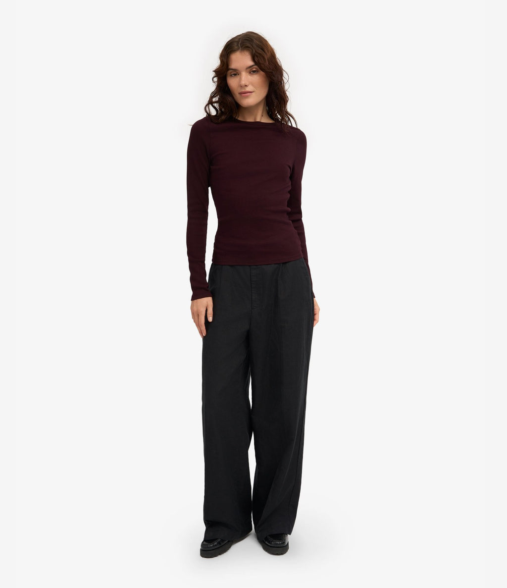 Colorful Standard Women Organic Rib LS T-Shirt Oxblood Red - vista 4