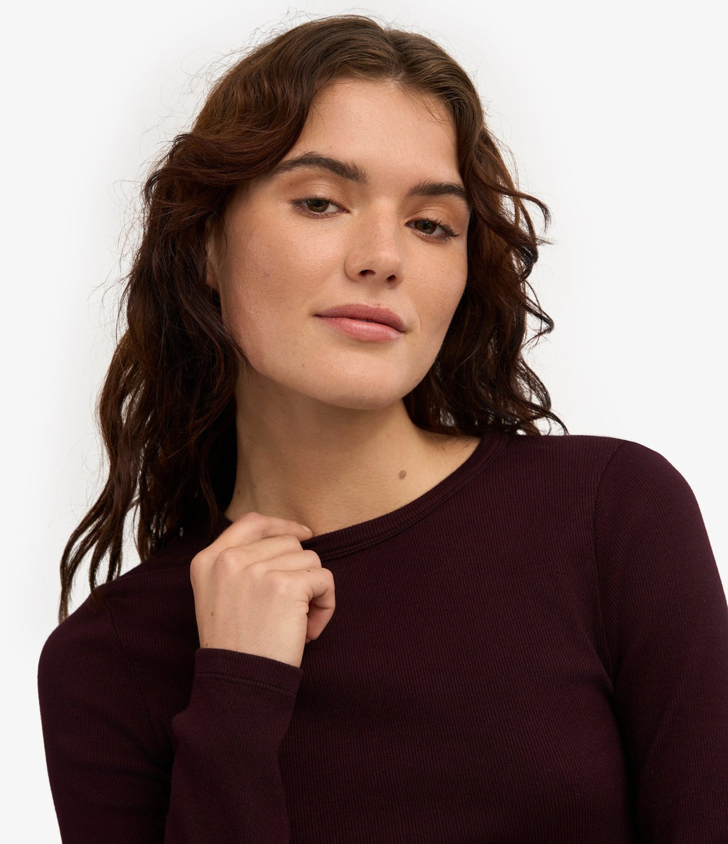 Colorful Standard Women Organic Rib LS T-Shirt Oxblood Red - vista 5