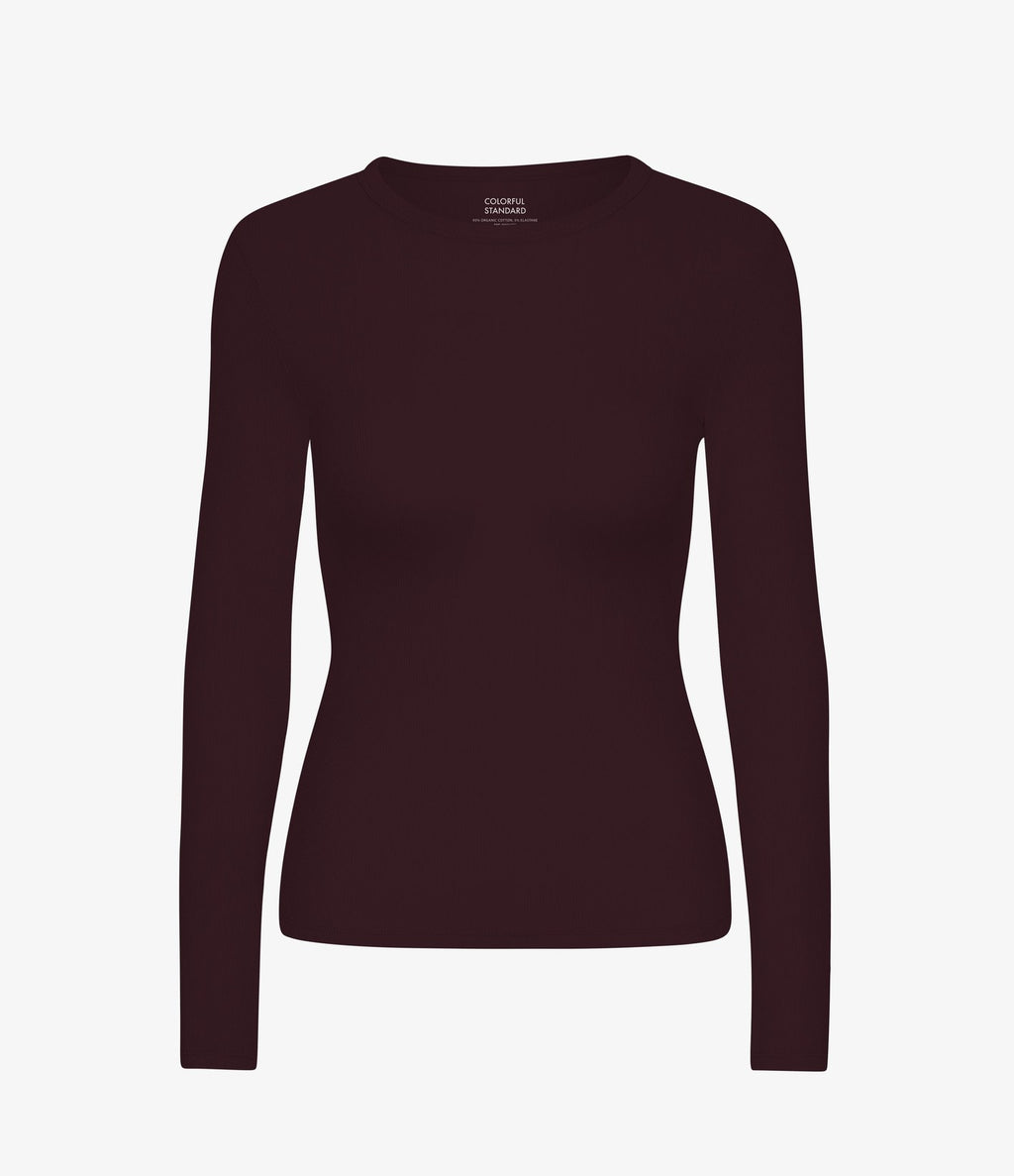 Colorful Standard Women Organic Rib LS T-Shirt Oxblood Red - vista 6