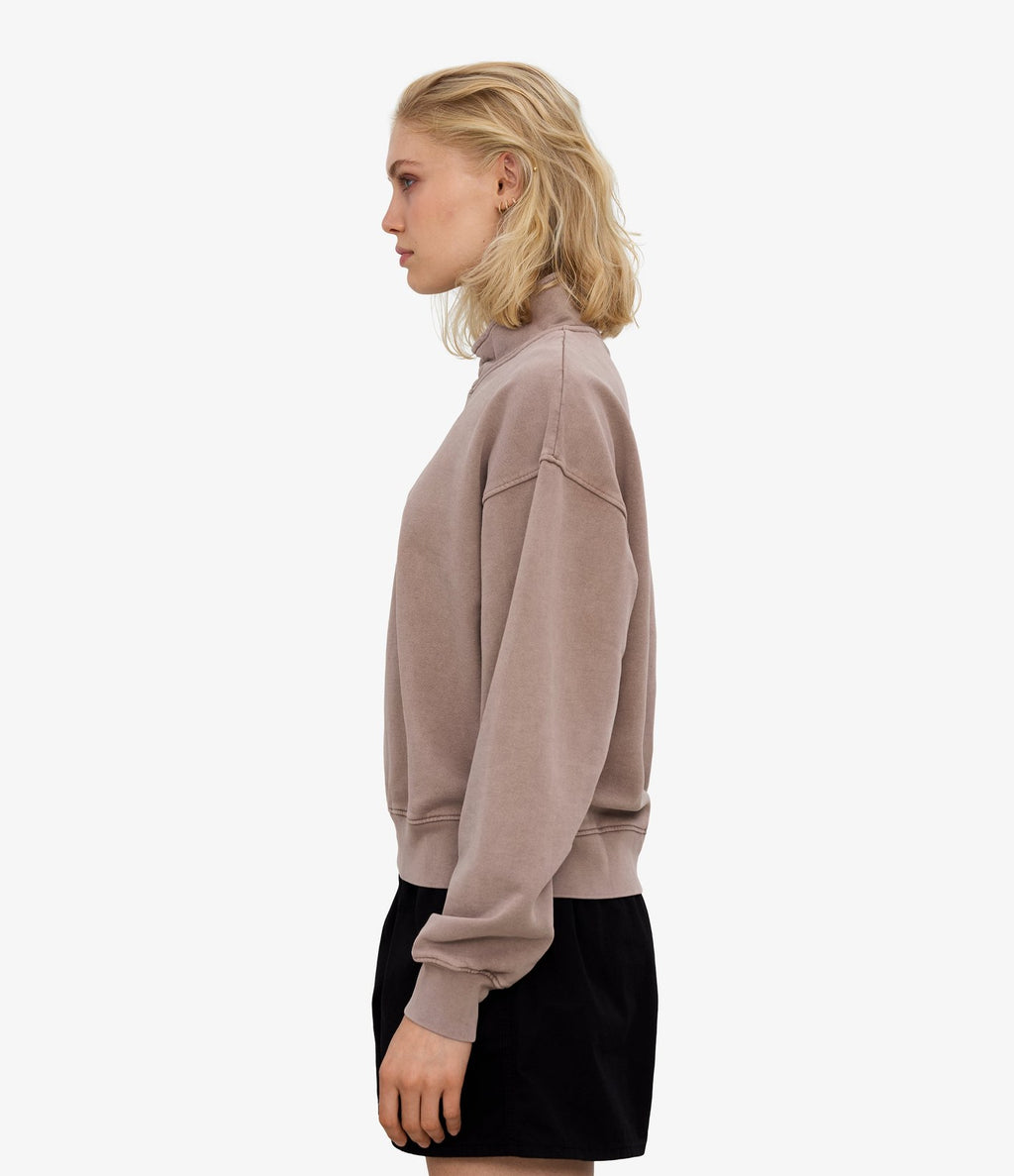 Colorful Standard Women Organic Quarter Zip Faded Khaki - vista 3