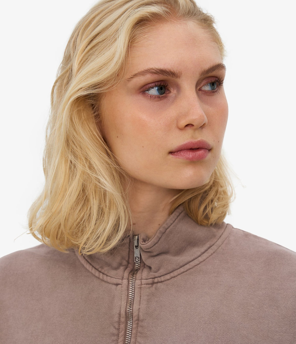 Colorful Standard Women Organic Quarter Zip Faded Khaki - vista 5