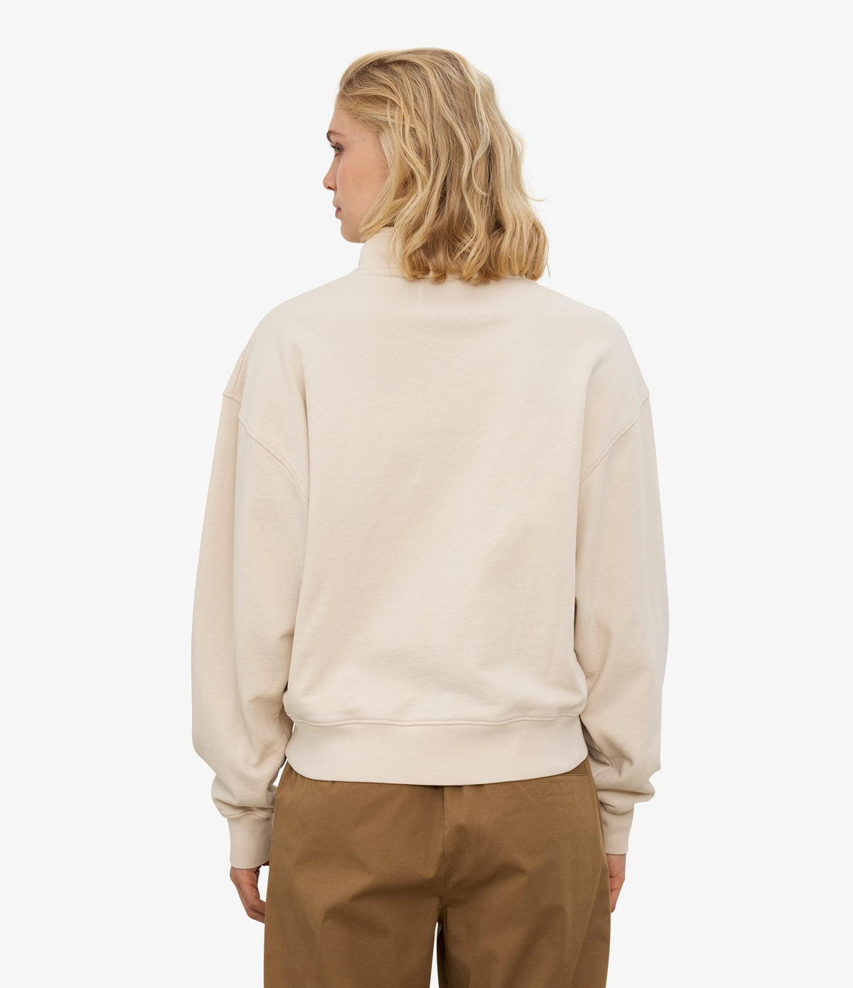 Colorful Standard Women Organic Quarter Zip Ivory White - vista 4