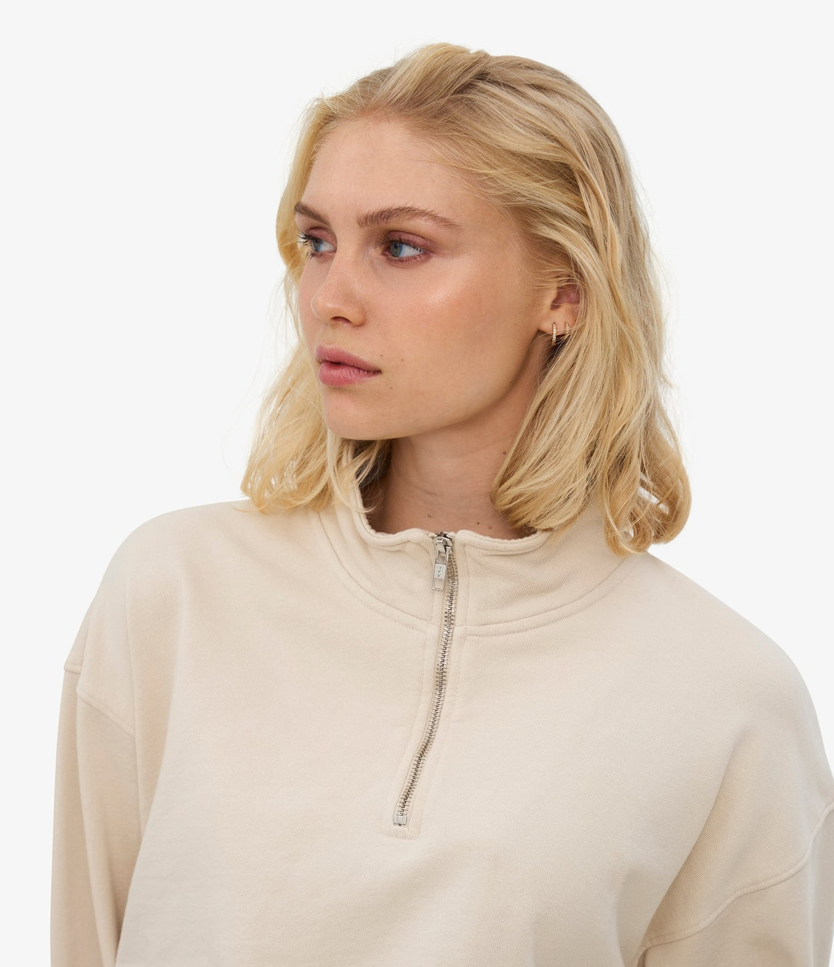 Colorful Standard Women Organic Quarter Zip Ivory White - vista 5