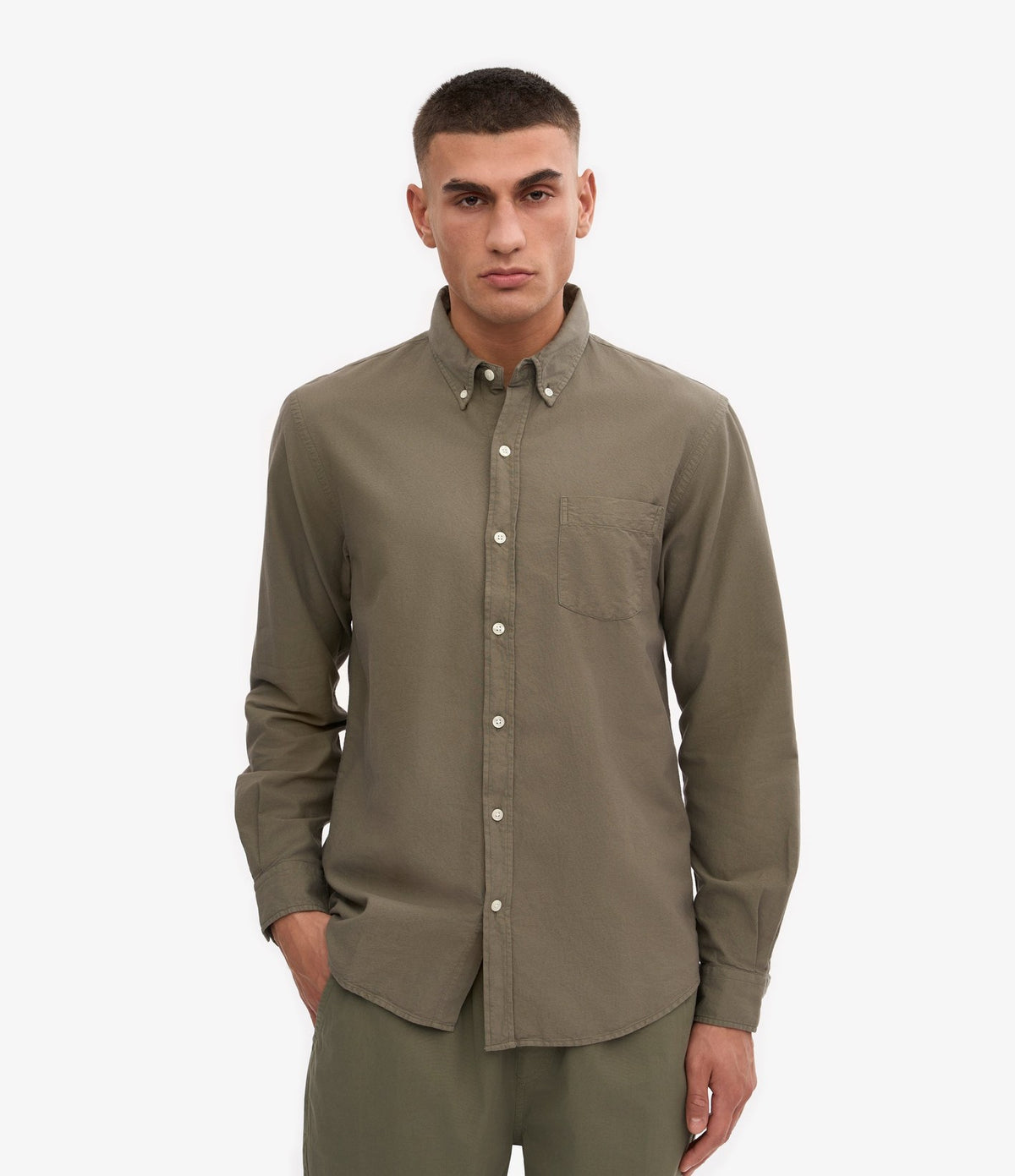 Colorful Standard Organic Button Down Shirt Dusty Olive