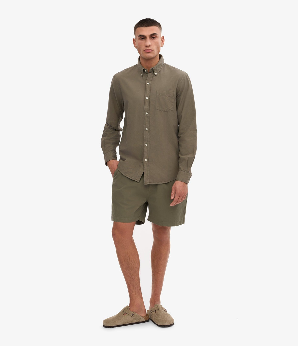 Colorful Standard Organic Button Down Shirt Dusty Olive - vista 4