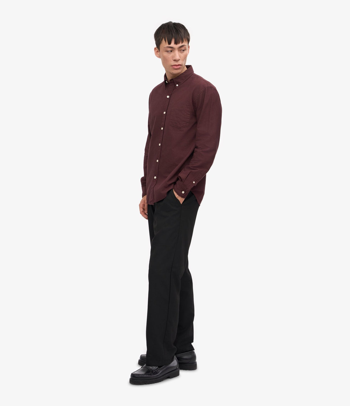 Colorful Standard Organic Button Down Shirt Oxblood Red - vista 4