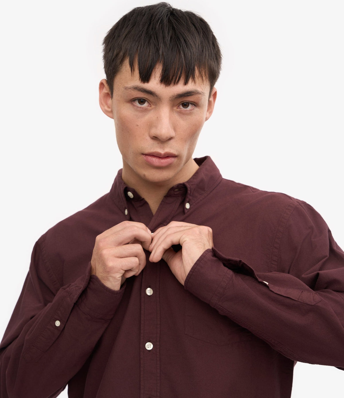 Colorful Standard Organic Button Down Shirt Oxblood Red - vista 5