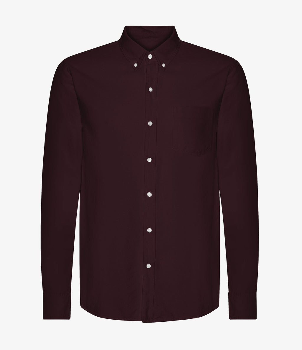 Colorful Standard Organic Button Down Shirt Oxblood Red - vista 6
