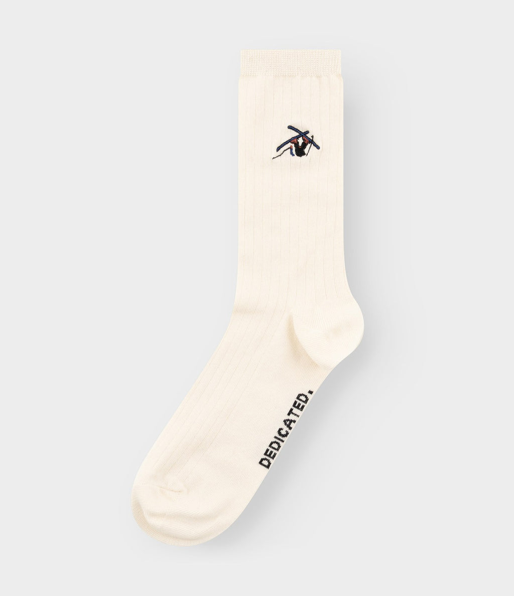 Dedicated Rib Socks Knivsta Ski Crash Off White
