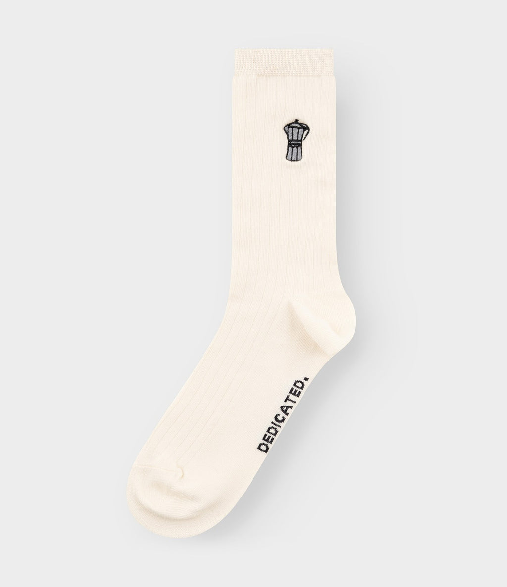 Dedicated Rib Socks Knivsta Mocca Off White