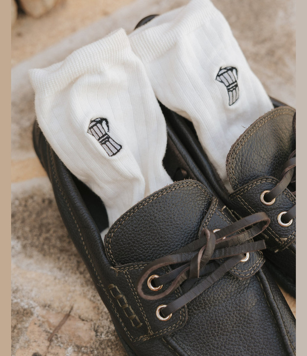 Dedicated Rib Socks Knivsta Mocca Off White