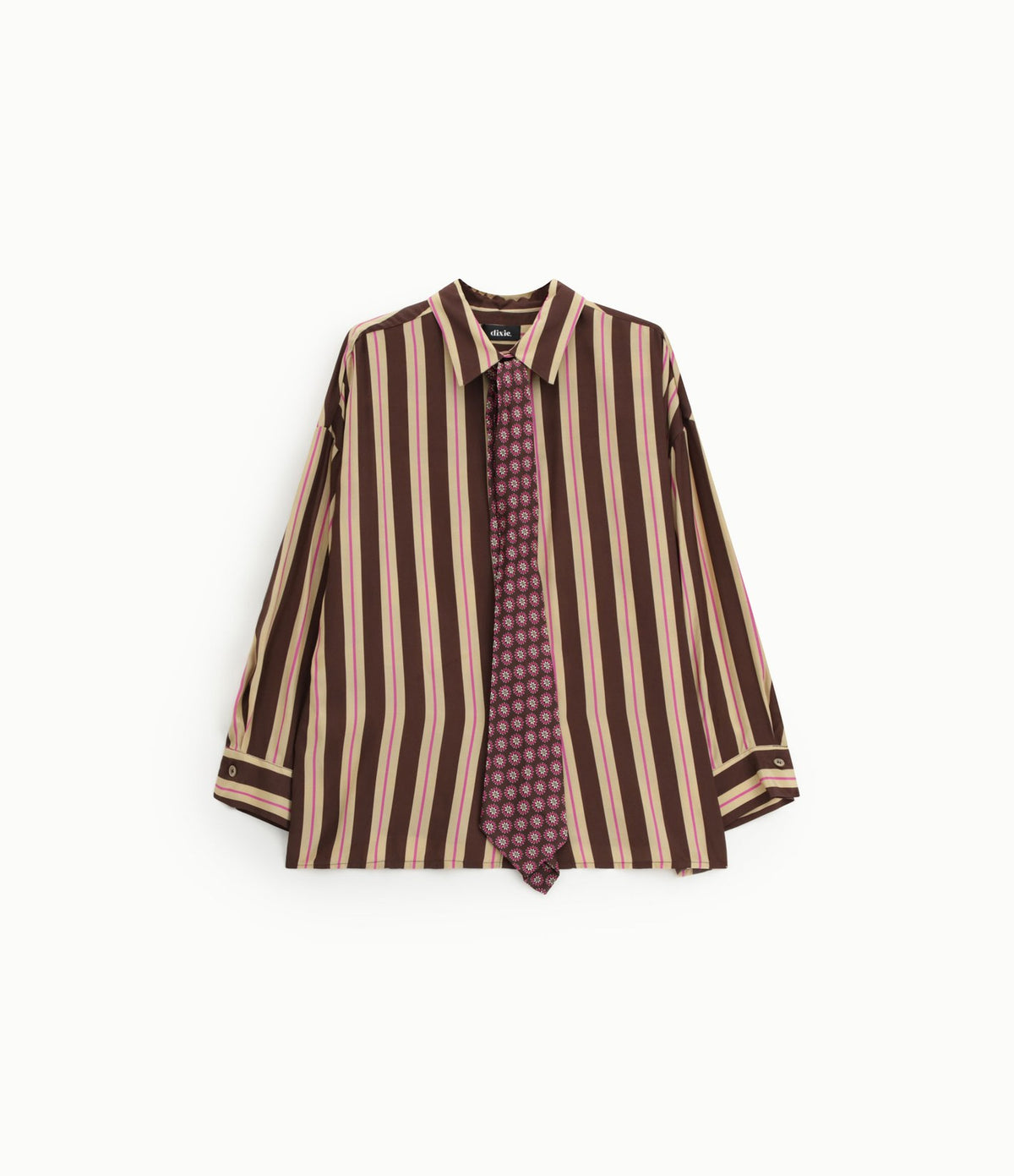 Dixie Camisa de rayas con cuello clásico Marrón oscuro - vista 4