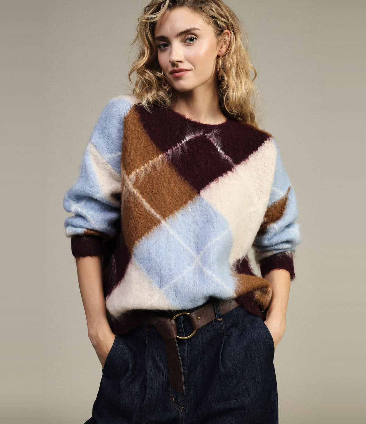 Dixie Jersey de rombos cuello redondo Multicolor - vista 1