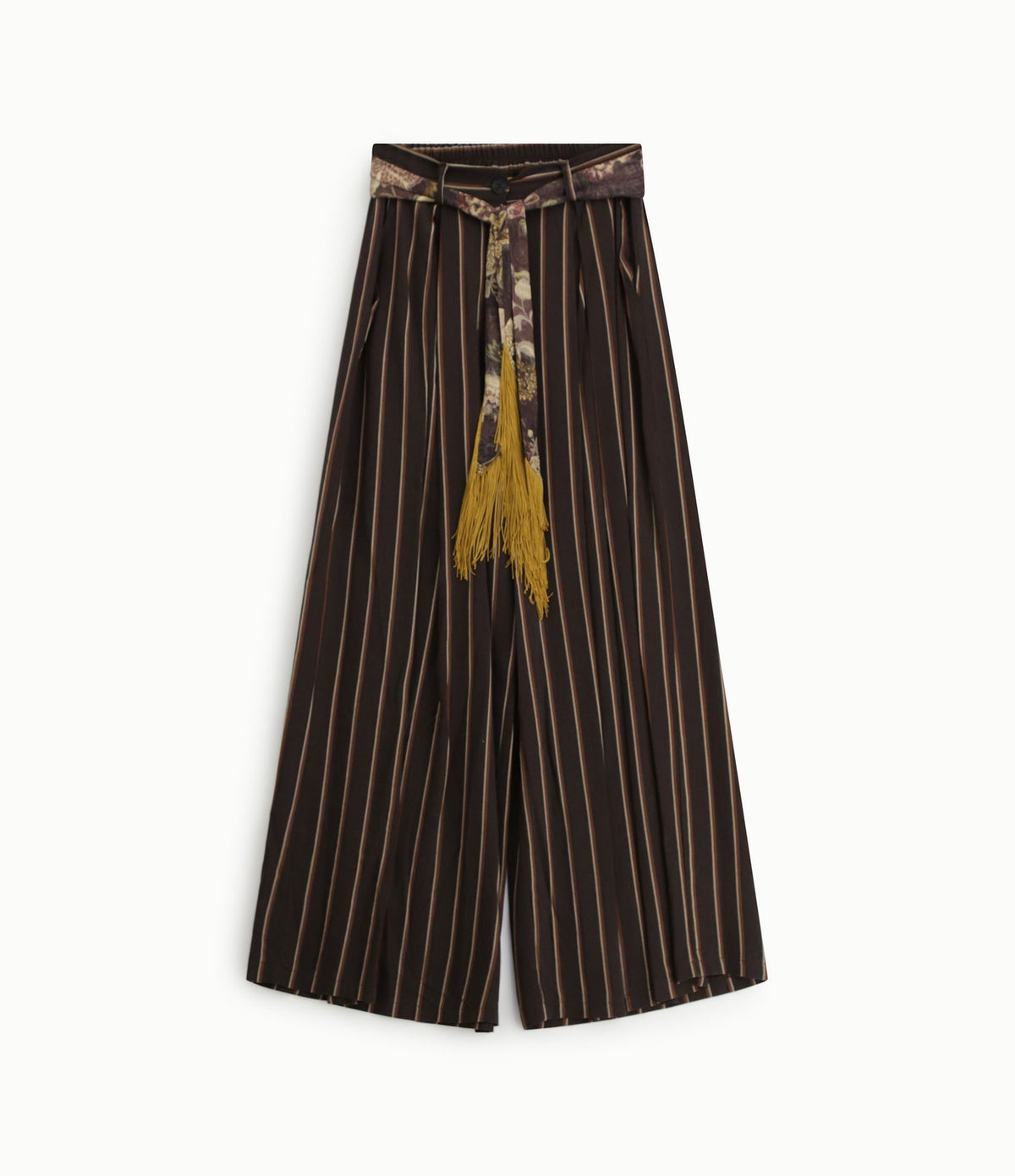 Dixie Pantalón palazzo de rayas con cinturón Marrón - vista 4