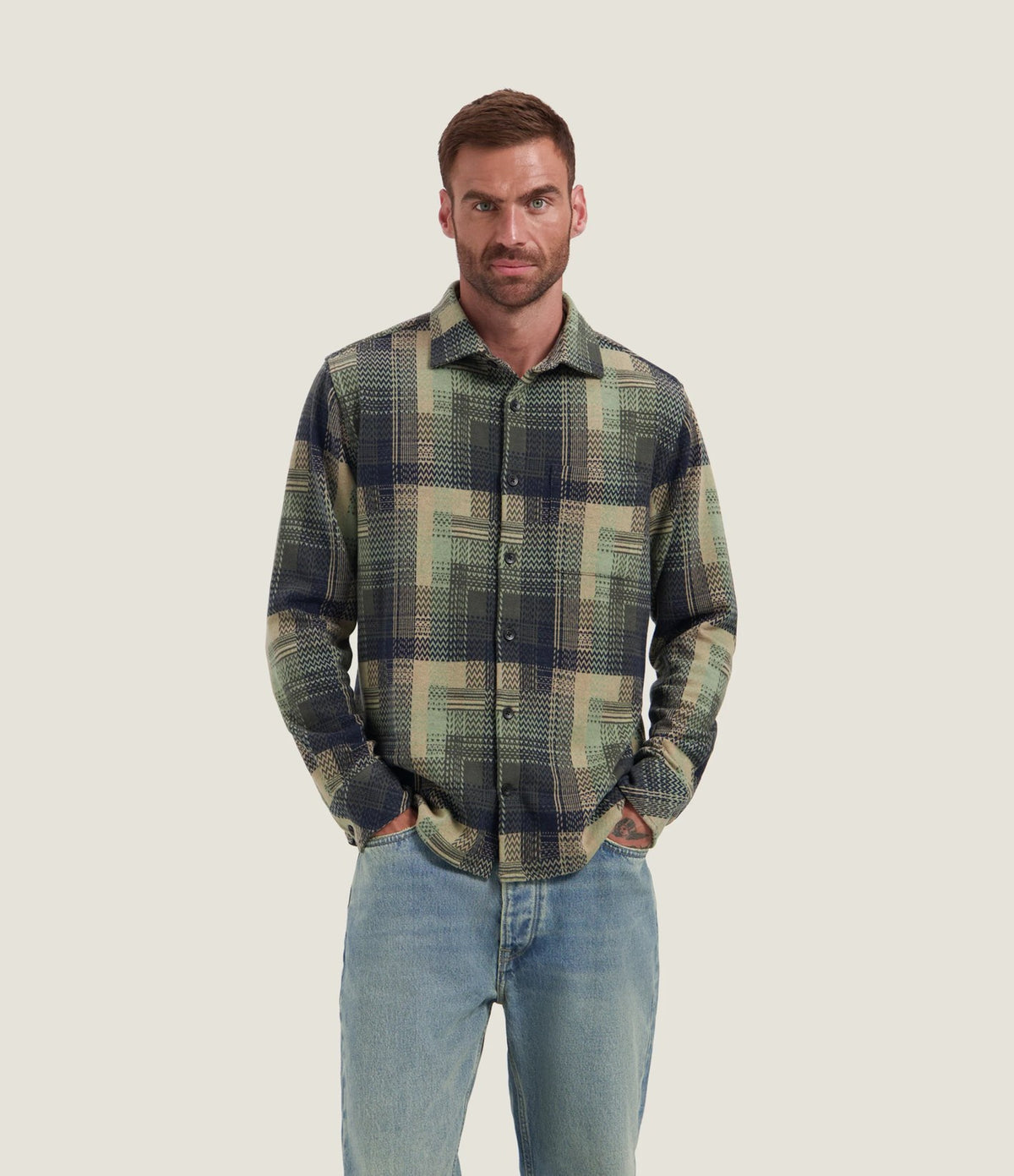 Dstrezzed Gus Check Shirt Sand