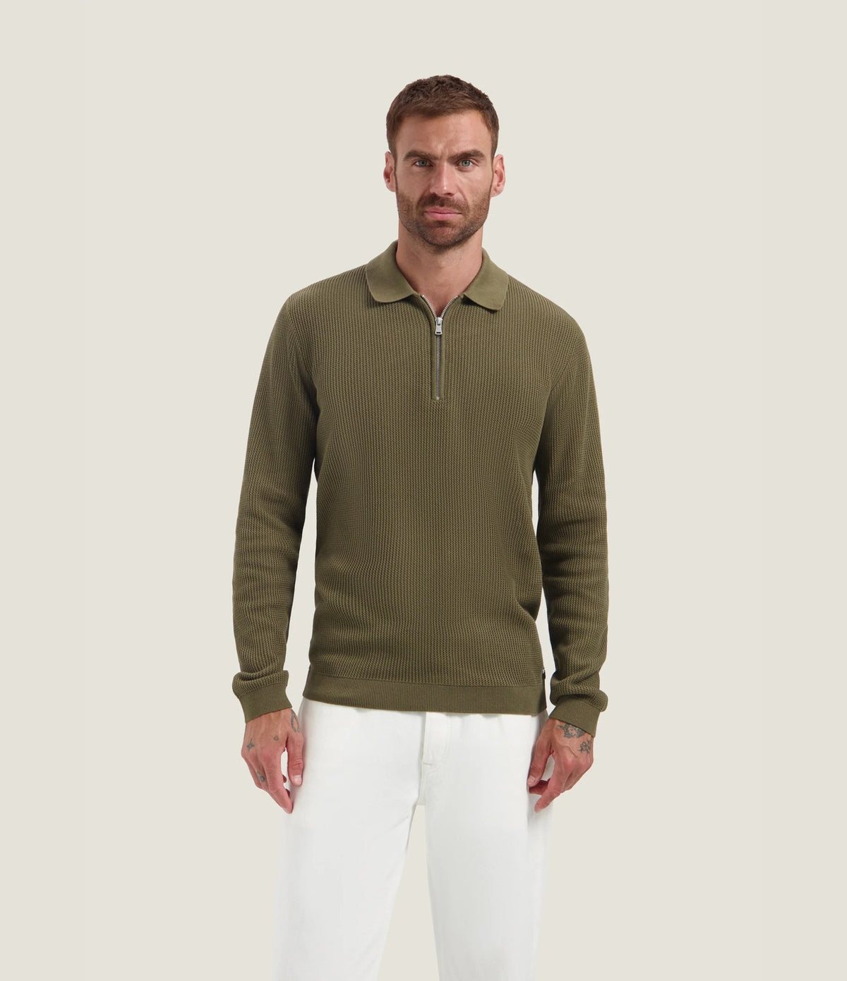 Dstrezzed Kostas Zip Polo Olive