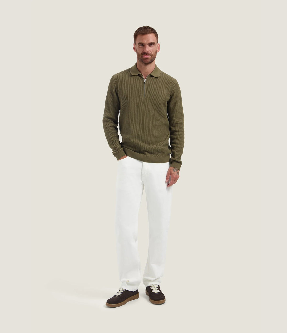 Dstrezzed Kostas Zip Polo Olive