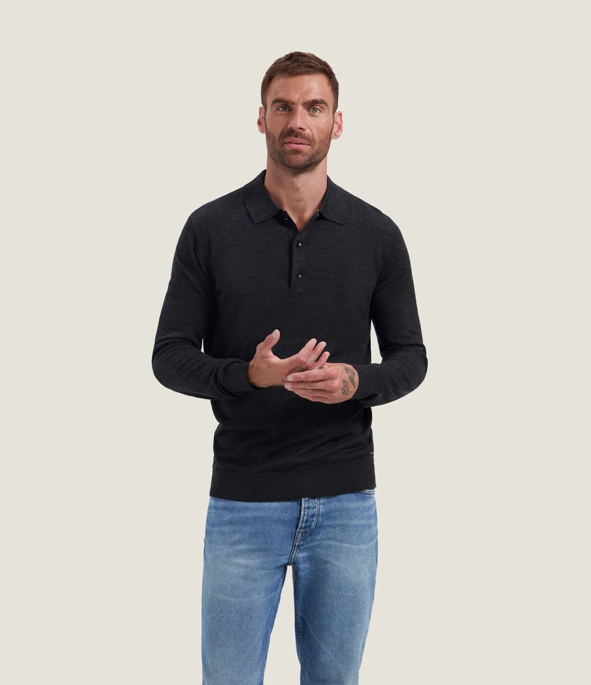 Dstrezzed Destin Button Polo Charcoal