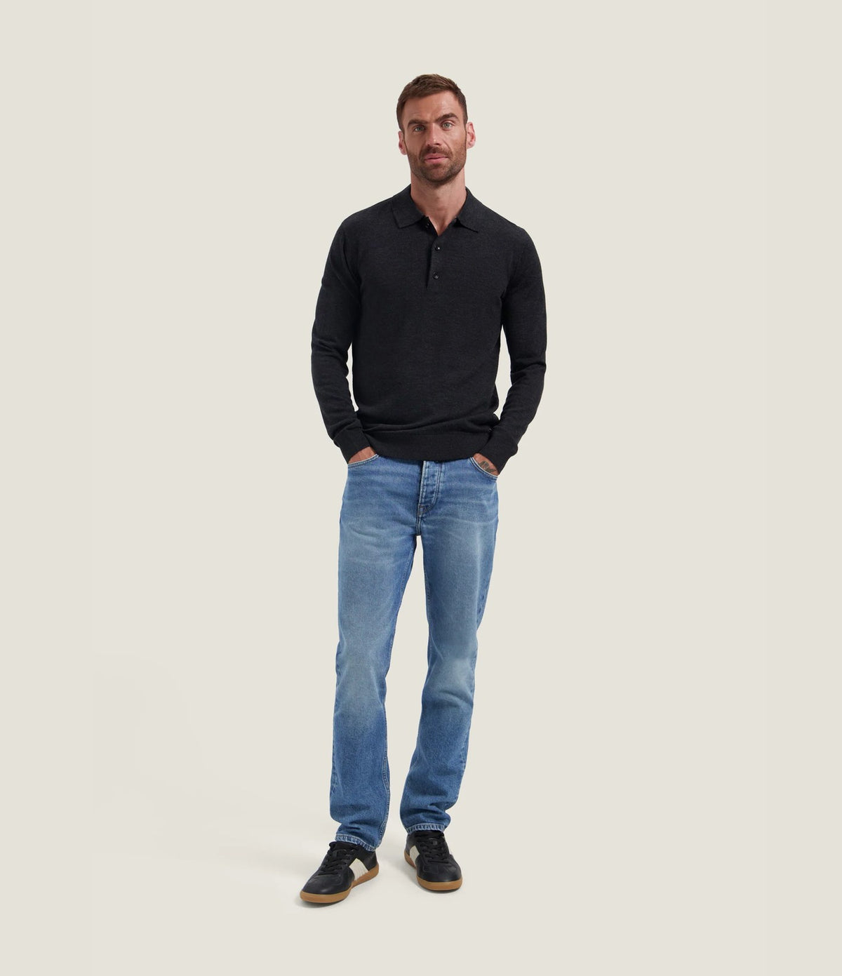 Dstrezzed Destin Button Polo Charcoal