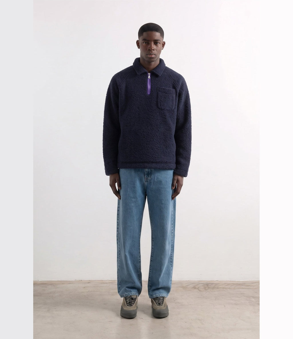 Edmmond Studios Unconventional Zip Logo Plain Navy