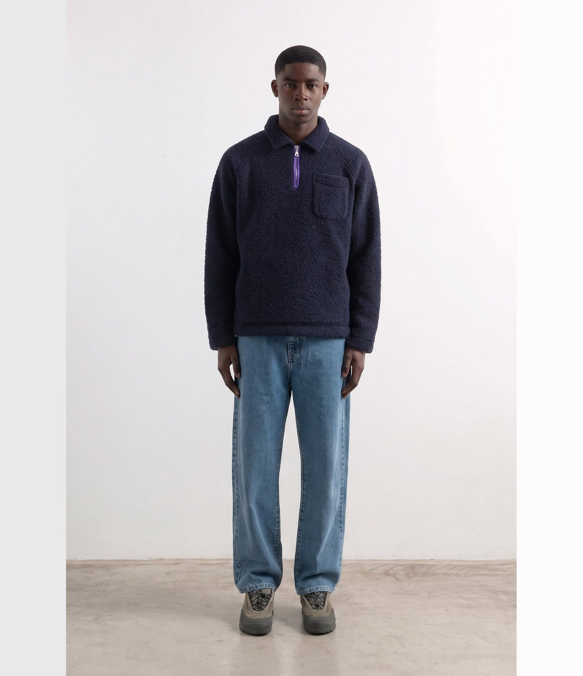 Edmmond Studios Unconventional Zip Logo Plain Navy