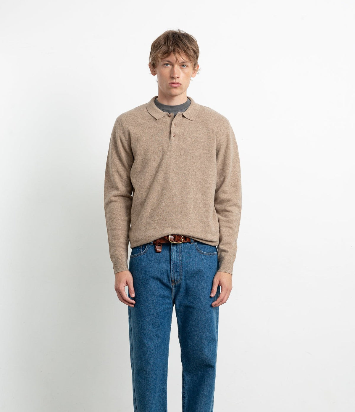Edmmond Studios Wool Polo Plain Tan