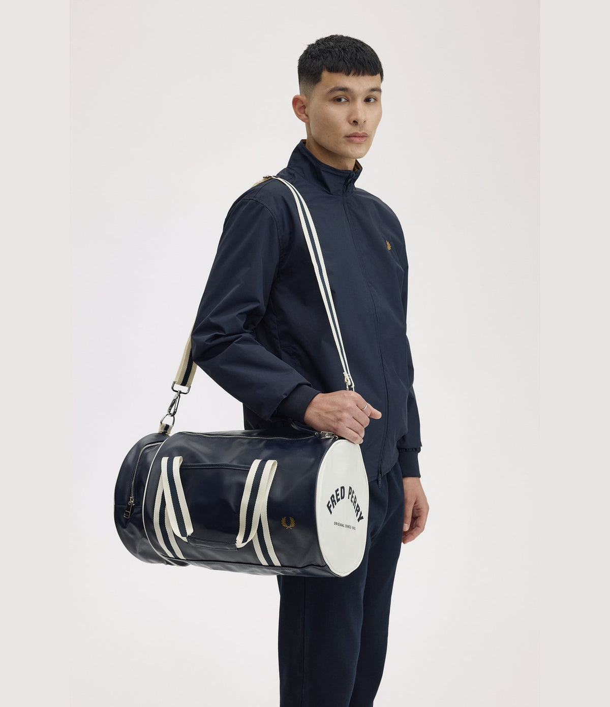Fred Perry Classic Barrel Bag Navy Ecru