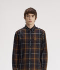 Fred Perry Twill Tartan Shirt Rich Brown