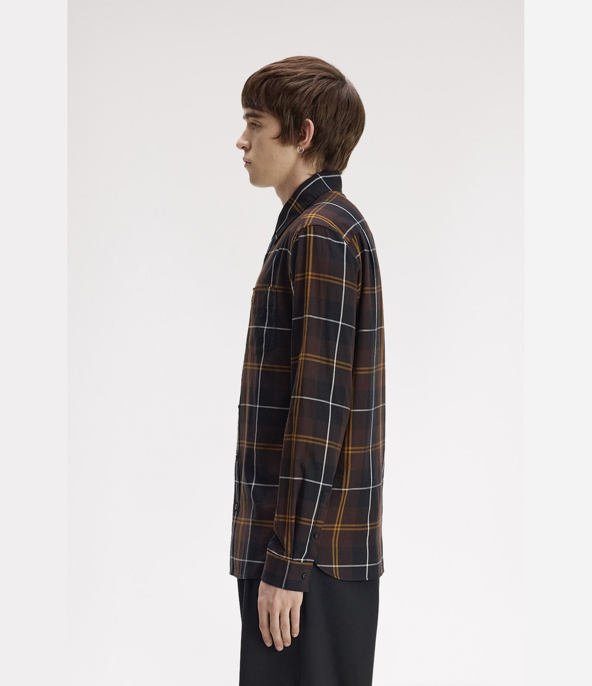 Fred Perry Twill Tartan Shirt Rich Brown