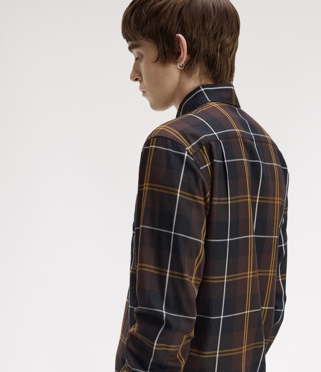 Fred Perry Twill Tartan Shirt Rich Brown