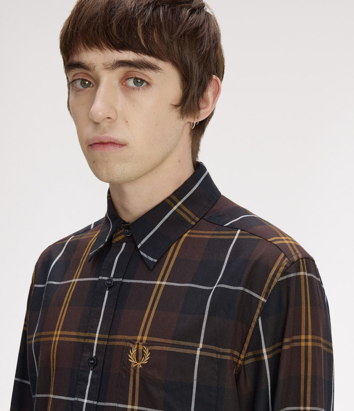 Fred Perry Twill Tartan Shirt Rich Brown