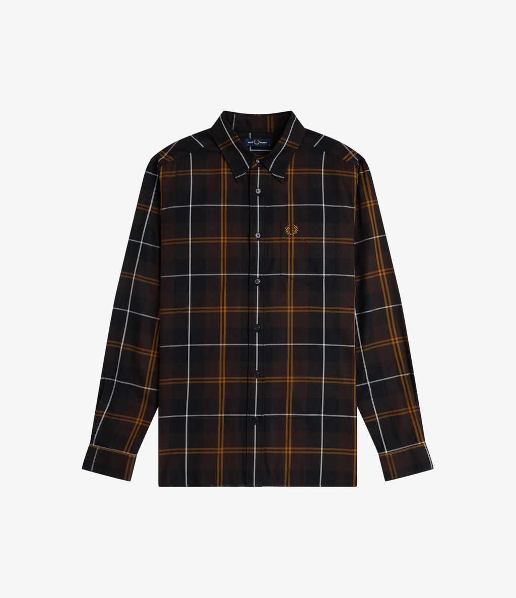 Fred Perry Twill Tartan Shirt Rich Brown