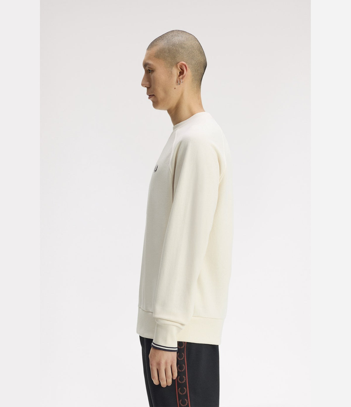 Fred Perry Tipped Crew Neck Sweatshirt Ecru