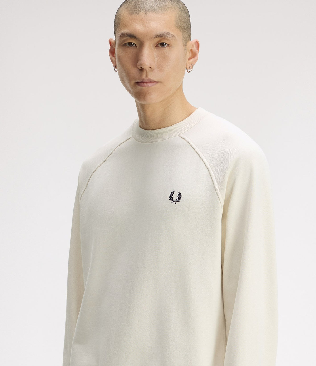 Fred Perry Tipped Crew Neck Sweatshirt Ecru