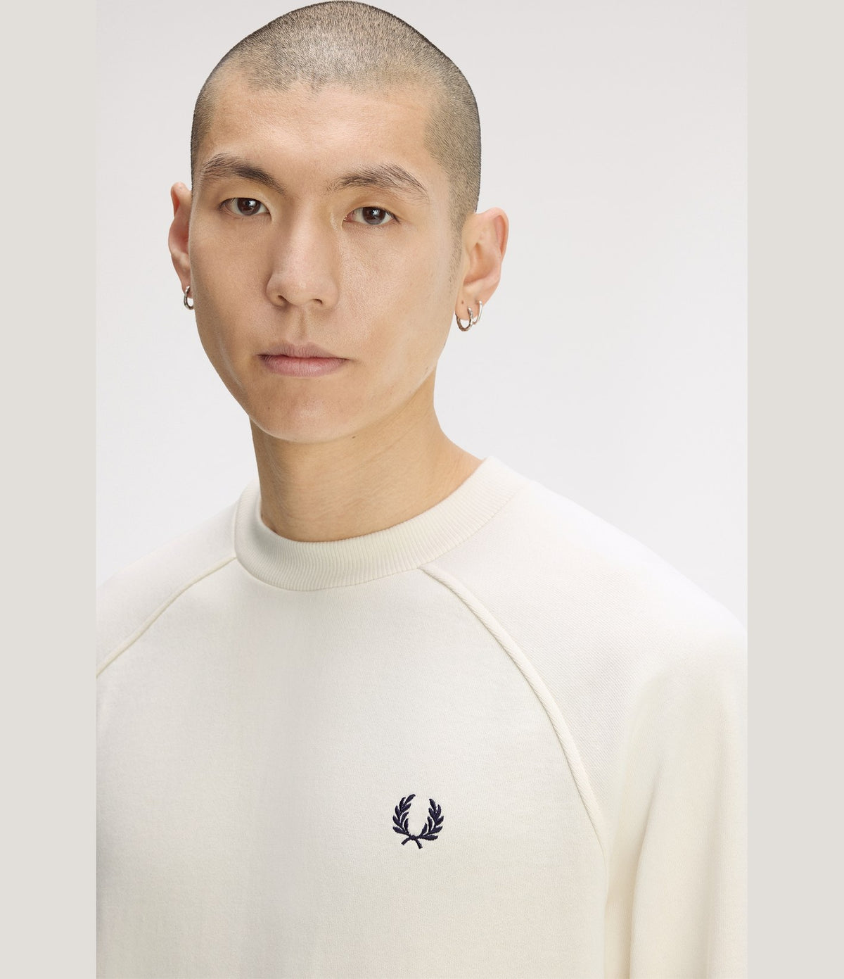 Fred Perry Tipped Crew Neck Sweatshirt Ecru
