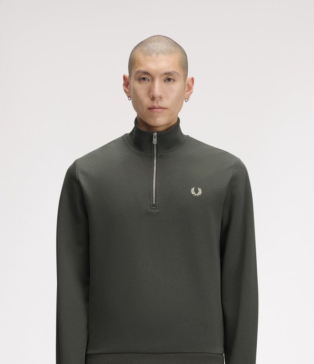 Fred Perry Half Zip Sweatshirt Dark Green