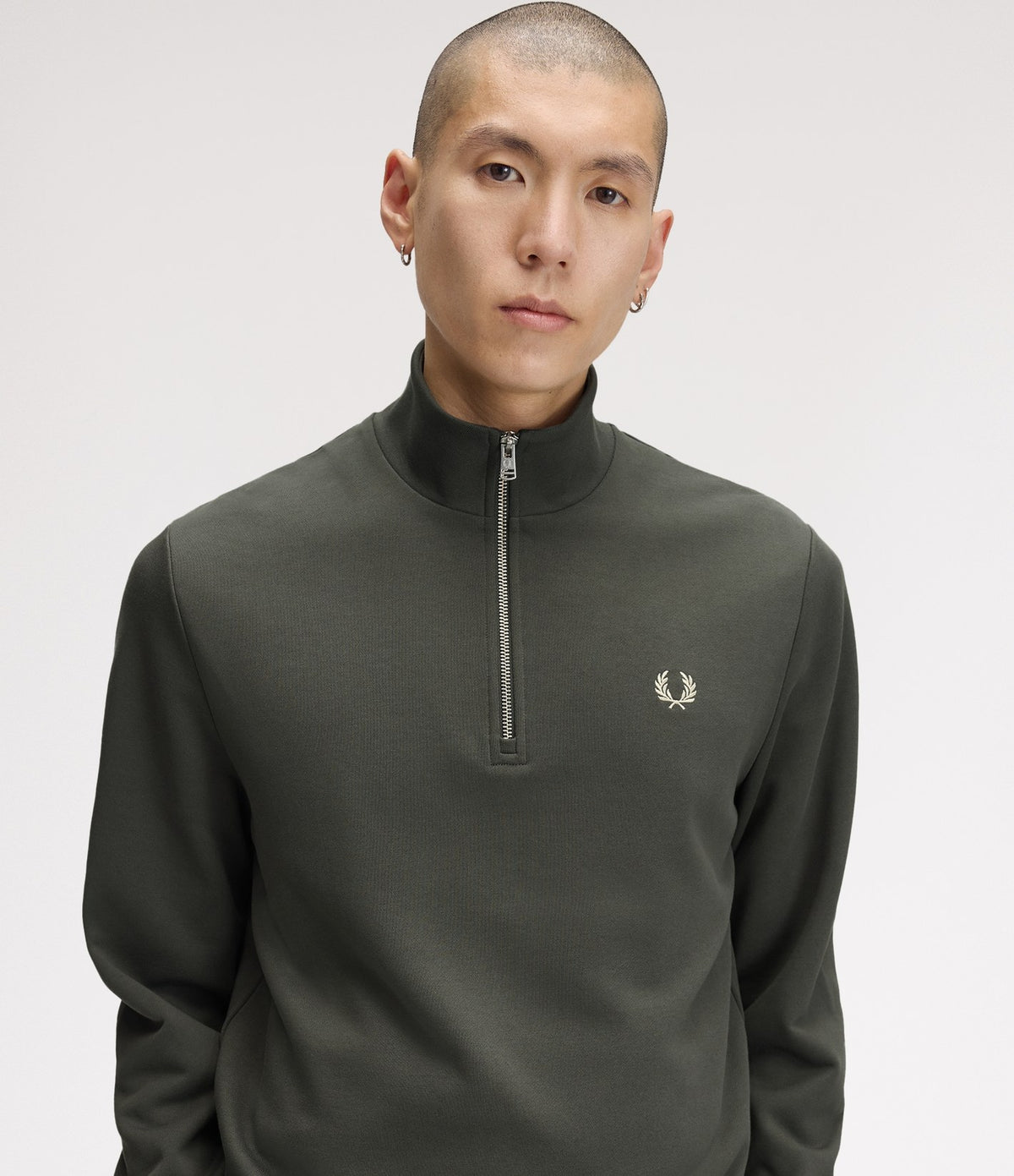 Fred Perry Half Zip Sweatshirt Dark Green
