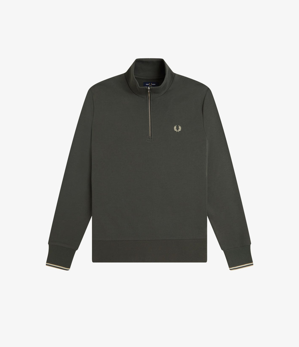 Fred Perry Half Zip Sweatshirt Dark Green