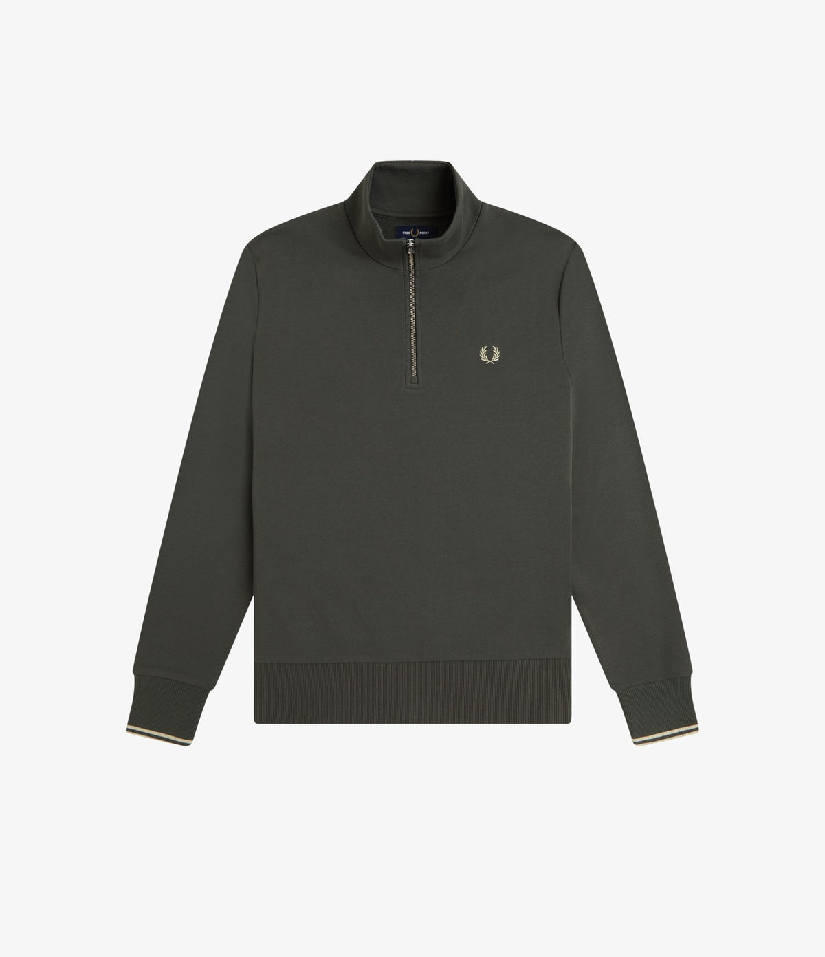 Fred Perry Half Zip Sweatshirt Dark Green