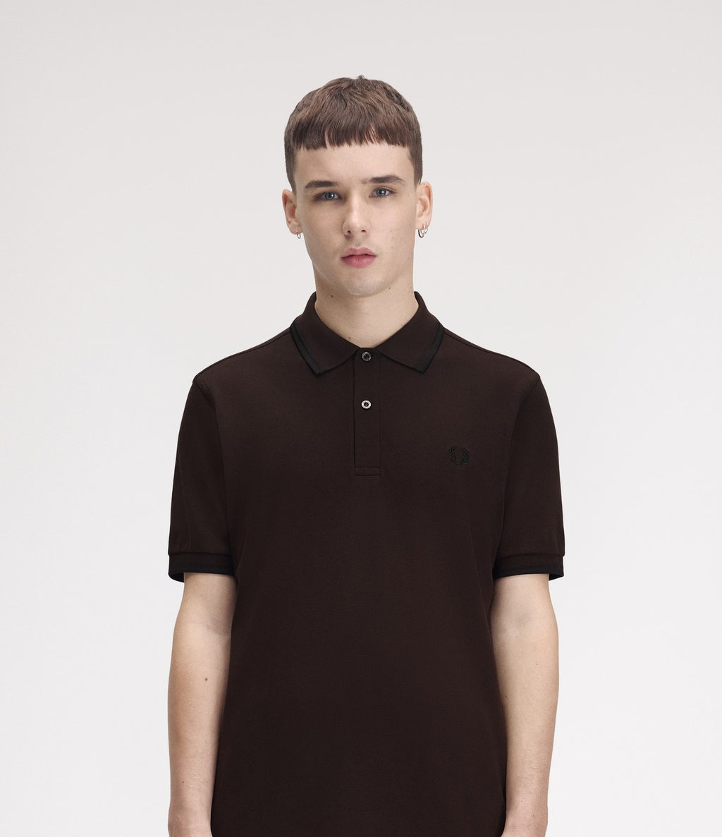 Fred Perry M3600 Twin Tipped Shirt Rich Brown Black