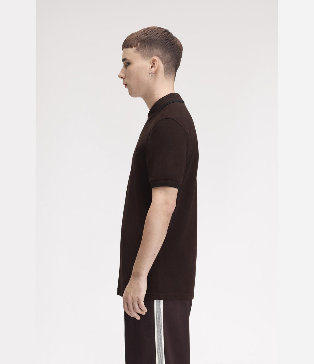 Fred Perry M3600 Twin Tipped Shirt Rich Brown Black