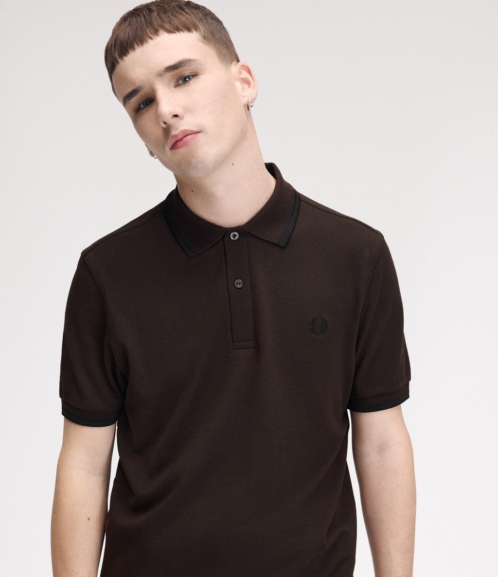 Fred Perry M3600 Twin Tipped Shirt Rich Brown Black