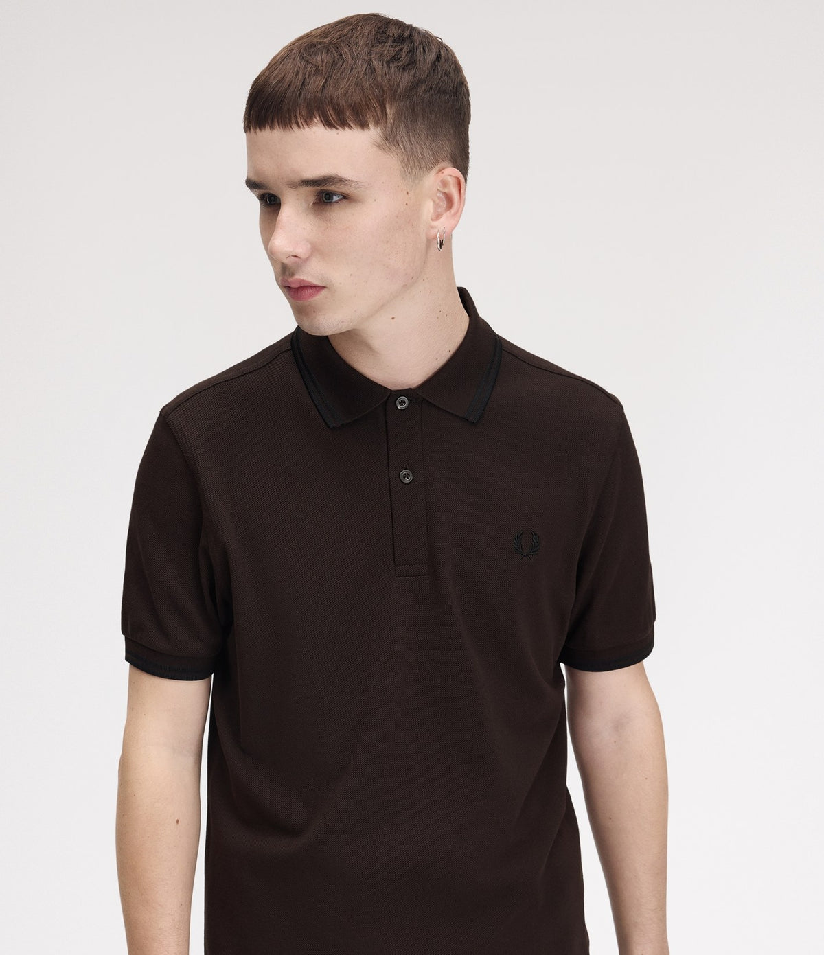 Fred Perry M3600 Twin Tipped Shirt Rich Brown Black
