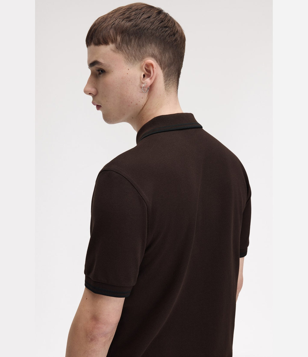 Fred Perry M3600 Twin Tipped Shirt Rich Brown Black