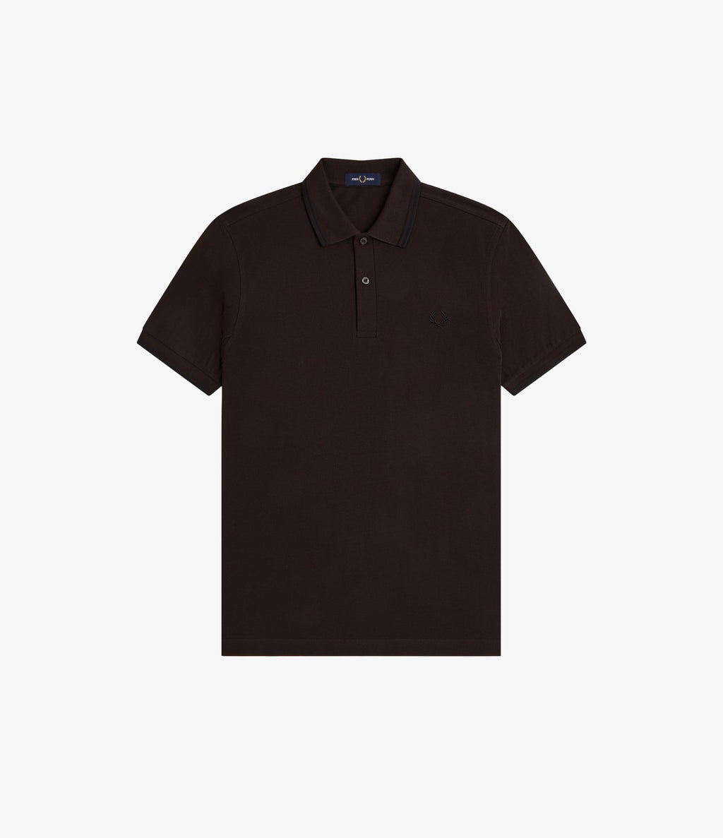 Fred Perry M3600 Twin Tipped Shirt Rich Brown Black