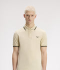 Fred Perry M3600 Twin Tipped Shirt Oatmeal Night Green