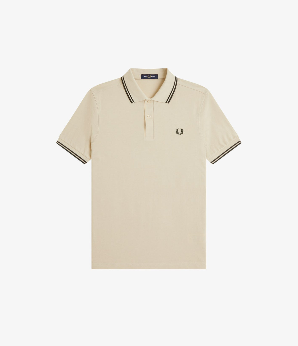 Fred Perry M3600 Twin Tipped Shirt Oatmeal Night Green
