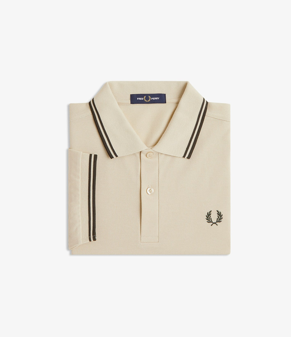 Fred Perry M3600 Twin Tipped Shirt Oatmeal Night Green