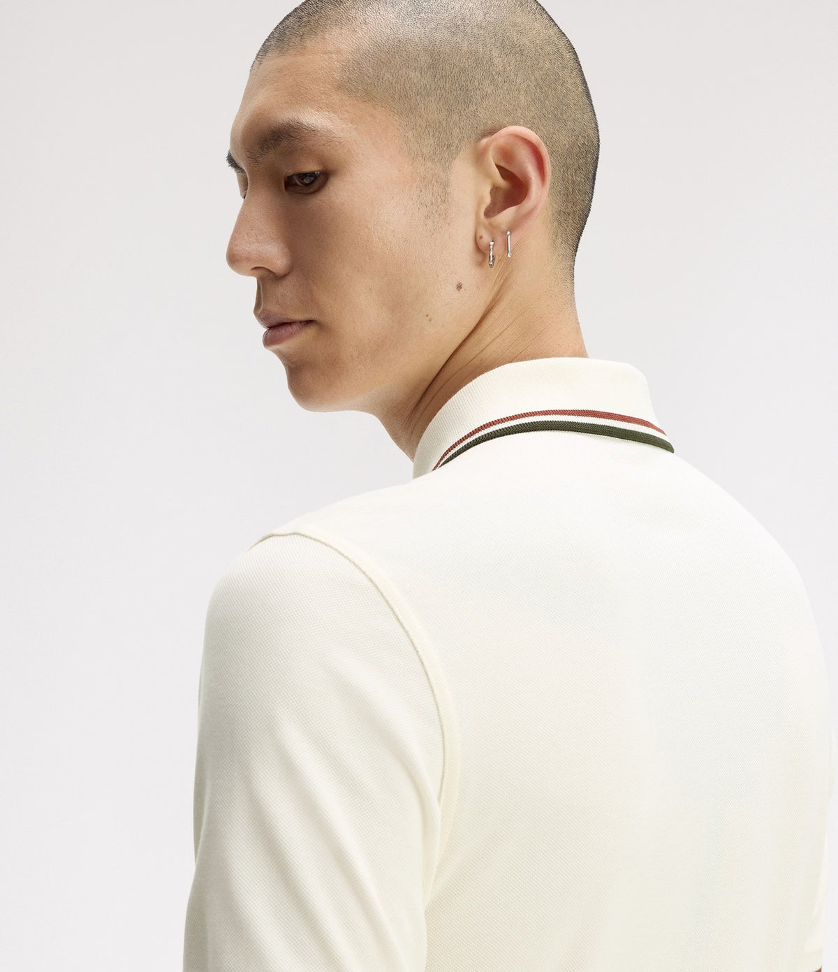 Fred Perry M3600 Twin Tipped Shirt Ecru Brandy Night Green