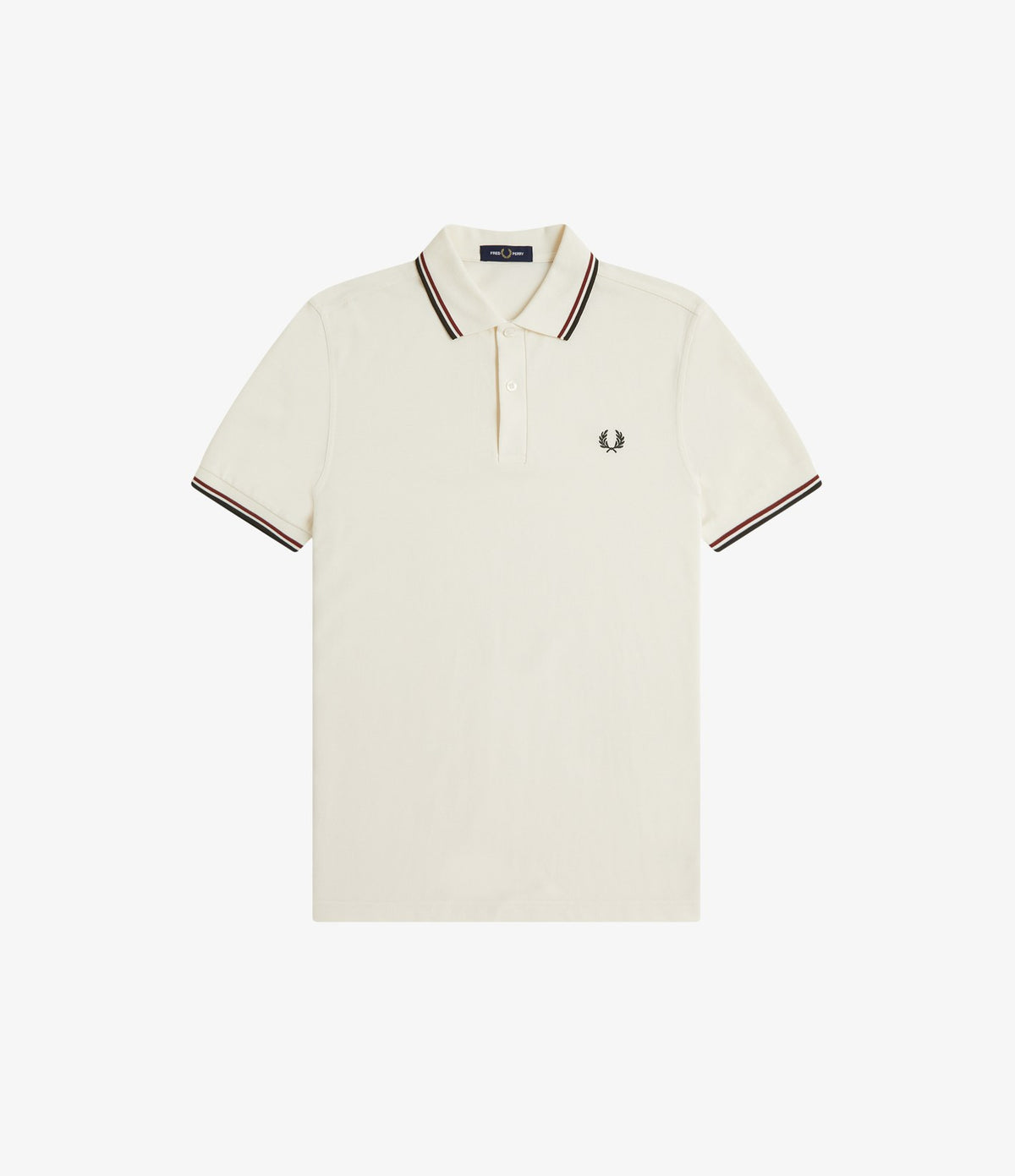 Fred Perry M3600 Twin Tipped Shirt Ecru Brandy Night Green